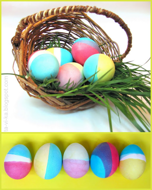 Двухцветные рисунки на яйцах