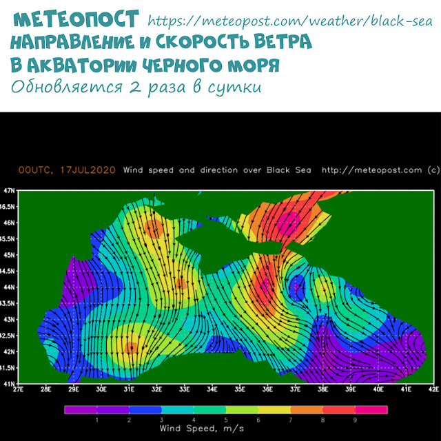 Скорость ветра в акватории Черного моря